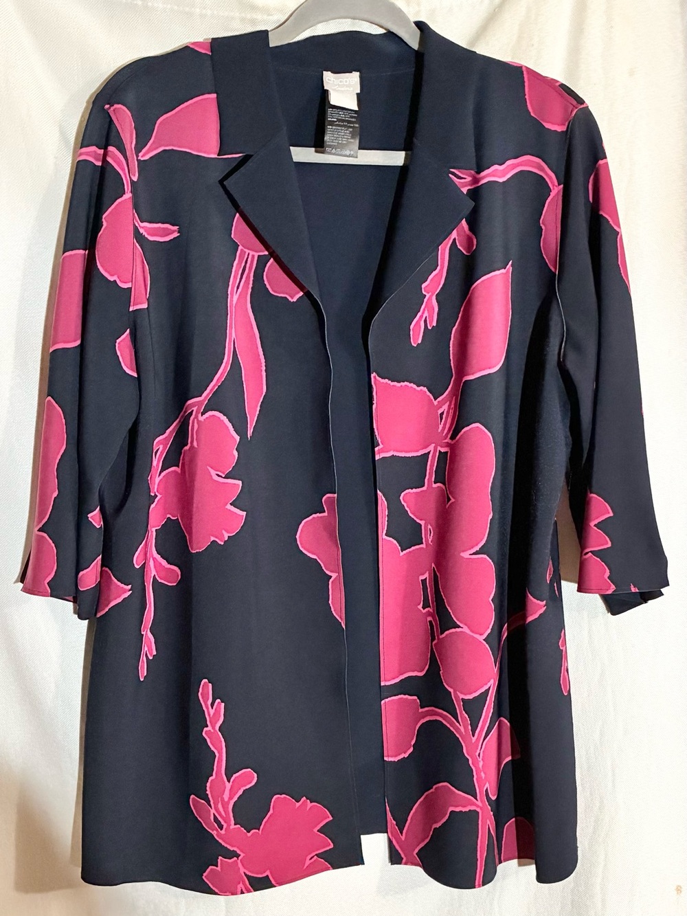 Chicos Travelers Scuba Blazer Sz 2P Jacket Wedding Non wrinkle Abstract Floral